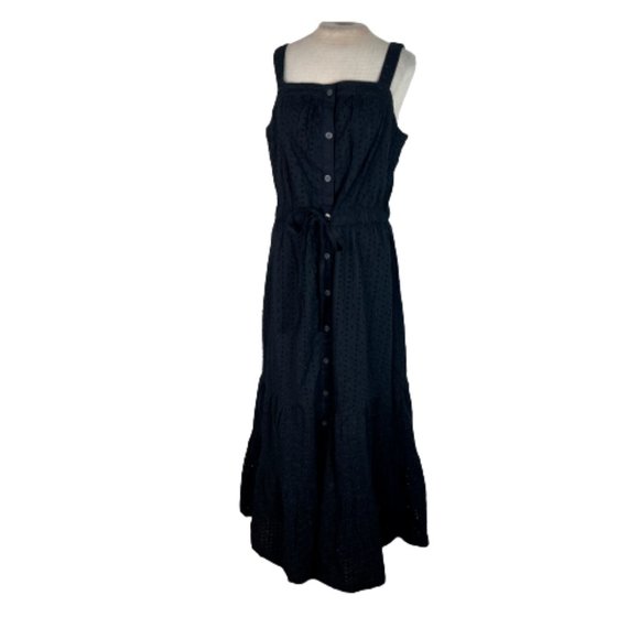 GAP Dresses & Skirts - Gap Eyelet Midi Dress Black 14 Tall New